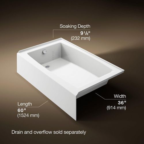 Main product image of Entity 60" x 36" Alcove Bathtub with Left Drain (White)