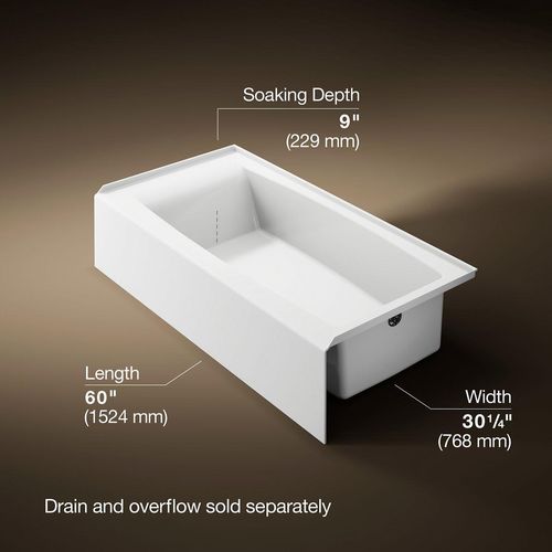 Main product image of Entity 60" x 30" Alcove Bathtub with Right Drain (White)