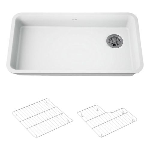 Main product image of Cairn 33" Undermount Single-Bowl Kitchen Sink (Matte White), K-27785-CM6