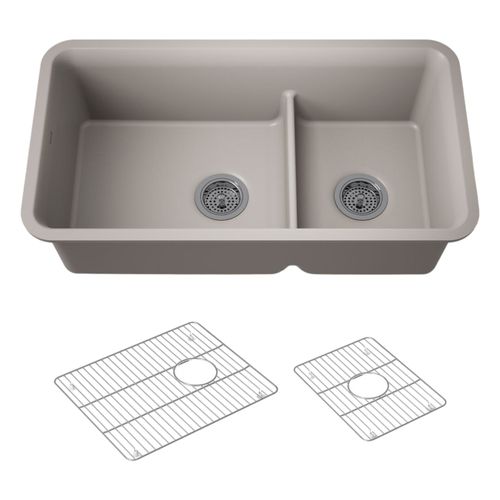 Main product image of Cairn Smart Divide 33-1/2" Undermount Double-Bowl Kitchen Sink (Matte Taupe), K-27786-CM3