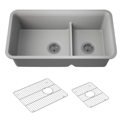 Main product image of Cairn Smart Divide 33-1/2" Undermount Double-Bowl Kitchen Sink (Matte Grey), K-27786-CM4