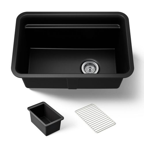 Main product image of 27-1/2" Undermount Single-Bowl Utility Sink (Matte Black), K-27787-CM1
