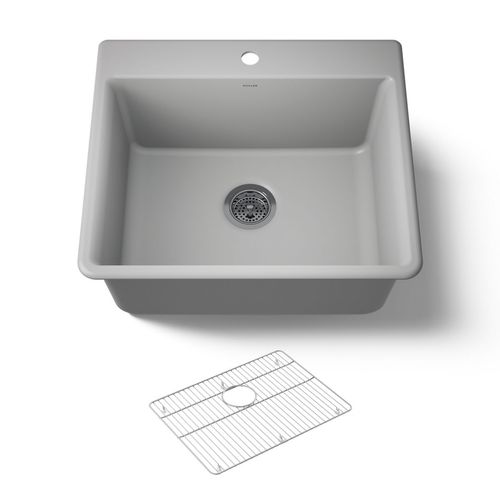 Main product image of 25" Top-/Undermount Single-Bowl Kitchen Sink (Matte Grey), K-28003-1-CM4