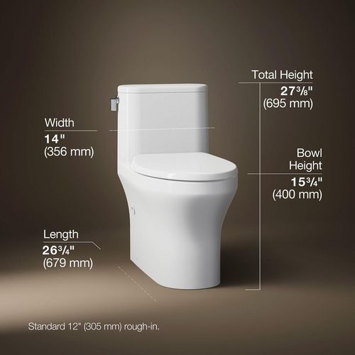 Main product image of Spacity One-Piece Compact Elongated Toilet with Skirted Trapway, 1.28 GPF (White), K-28020-0