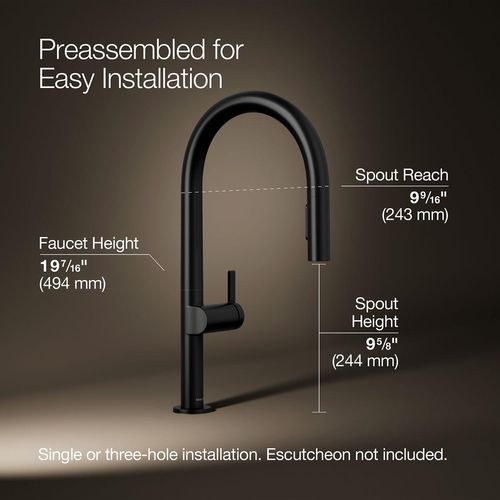 Main product image of Components Pull-Down Kitchen Sink Faucet with Two-Function Sprayhead (Matte Black), K-28268-BL