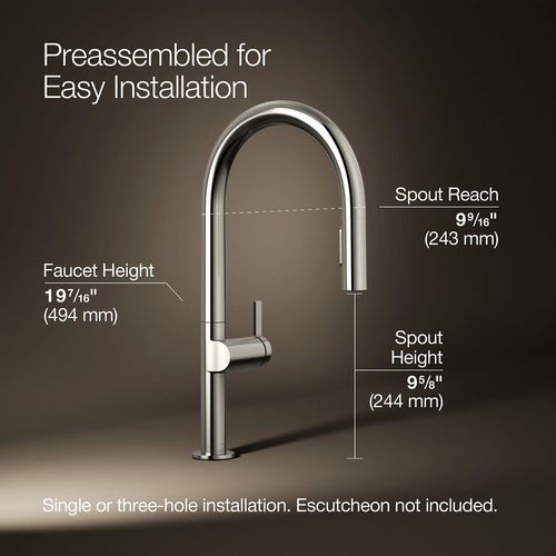 Main product image of Components Pull-Down Kitchen Sink Faucet with Two-Function Sprayhead (Vibrant Polished Nickel), K-28268-SN