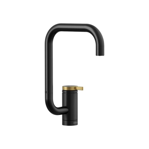 Main product image of Components Single-Handle Bar Sink Faucet w/ Two-Function Extended-Reach Spout (Matte Black w/ Brushed Moderne Brass), K-28290-BMB