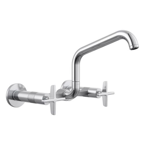 Main product image of Billet Two-Hole Wall-Mount Bridge Kitchen Sink Faucet (Polished Chrome), K-28666-3-CP