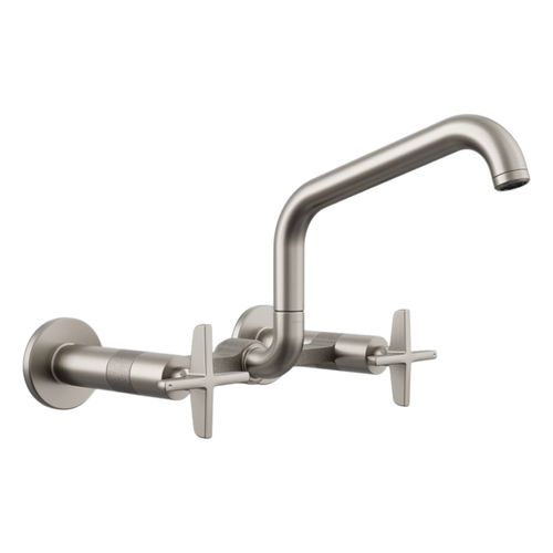 Main product image of Billet Two-Hole Wall-Mount Bridge Kitchen Sink Faucet (Vibrant Stainless), K-28666-3-VS