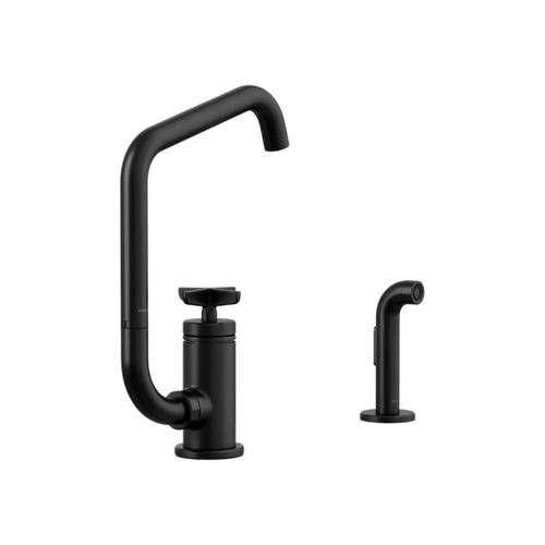 Main product image of Billet Single-Handle Bar Sink Faucet w/ Two-Function Extended-Reach Spout And Side Sprayer (Matte Black), K-28667-3-BL