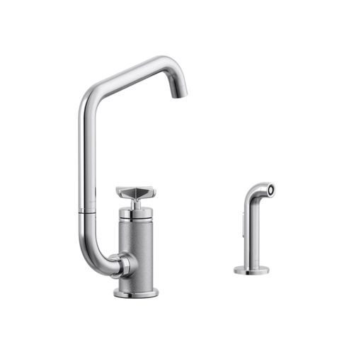 Main product image of Billet Single-Handle Bar Sink Faucet w/ Two-Function Extended-Reach Spout And Side Sprayer (Polished Chrome), K-28667-3-CP