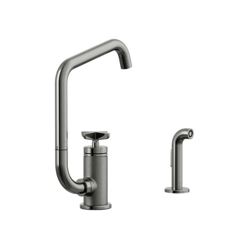 Main product image of Billet Single-Handle Bar Sink Faucet w/ Two-Function Extended-Reach Spout And Side Sprayer (Vibrant Titanium), K-28667-3-TT