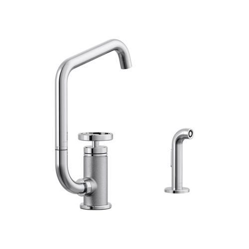 Main product image of Billet Single-Handle Bar Sink Faucet w/ Two-Function Extended-Reach Spout And Side Sprayer (Polished Chrome), K-28667-9-CP
