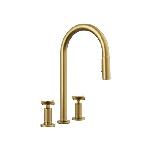 Main product image of Billet Pull-Down Kitchen Sink Faucet w/ Two-Function Sprayhead (Vibrant Brushed Moderne Brass), K-28671-3-2MB