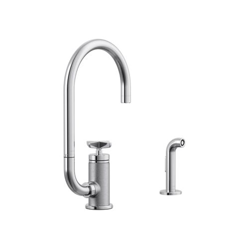 Main product image of Billet Single-Handle Bar Sink Faucet w/ Two-Function Extended-Reach Spout And Side Sprayer (Polished Chrome), K-28675-3-CP