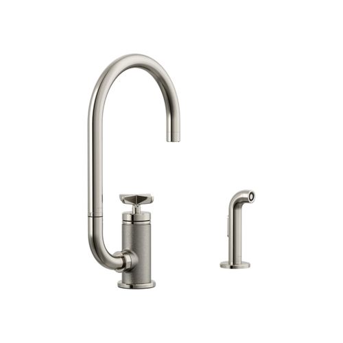 Main product image of Billet Single-Handle Bar Sink Faucet w/ Two-Function Extended-Reach Spout And Side Sprayer (Vibrant Polished Nickel), K-28675-3-SN