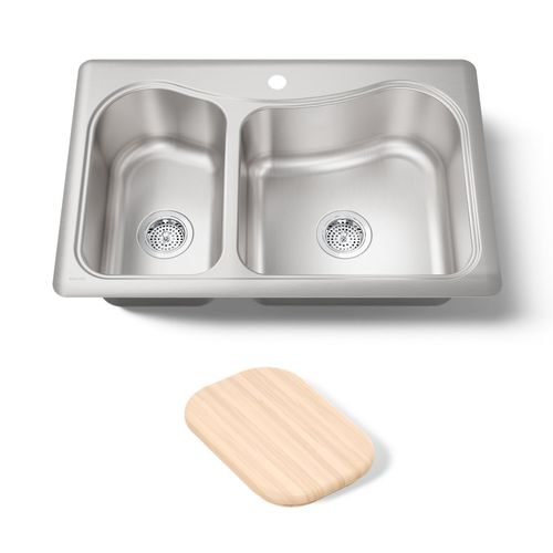 Main product image of 33" Top-Mount Double-Bowl Kitchen Sink (Stainless Steel), K-3361-1-NA