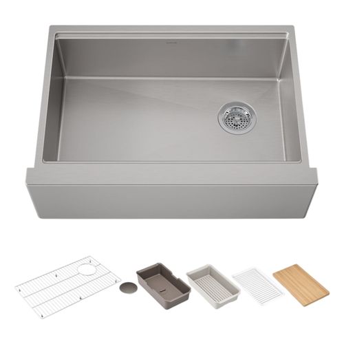 Main product image of Strive 29-1/2" Undermount Single-Bowl Farmhouse Workstation Kitchen Sink (Stainless Steel), K-33655-PC-NA