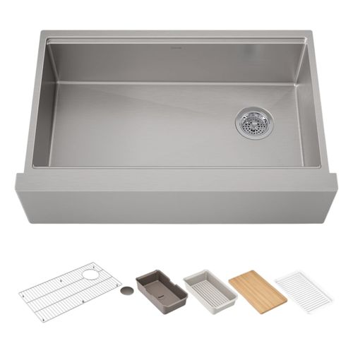 Main product image of Strive 32-1/2" Undermount Single-Bowl Farmhouse Workstation Kitchen Sink (Stainless Steel), K-33656-PC-NA