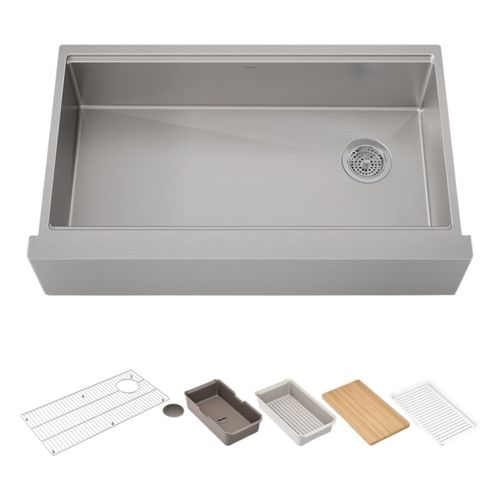 Main product image of Strive 35-1/2" Undermount Single-Bowl Farmhouse Workstation Kitchen Sink (Stainless Steel), K-33657-PC-NA