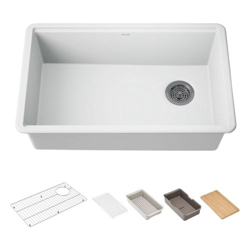 Main product image of Billings 29" Undermount Single-Bowl Workstation Kitchen Sink (Matte White), K-33712-PC-CM6