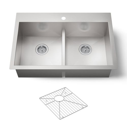 Main product image of Smart Divide 33" Top-/Undermount Double-Bowl Kitchen Sink (Stainless Steel), K-3838-1-NA