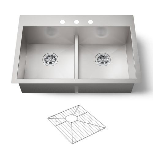 Main product image of Smart Divide 33" Top-/Undermount Double-Bowl Kitchen Sink (Stainless Steel), K-3838-3-NA
