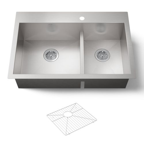 Main product image of Smart Divide 33" Top-/Undermount Double-Bowl Kitchen Sink (Stainless Steel), K-3839-1-NA
