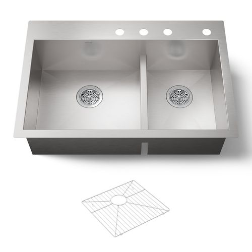 Main product image of Smart Divide 33" Top-/Undermount Double-Bowl Kitchen Sink (Stainless Steel), K-3839-4-NA