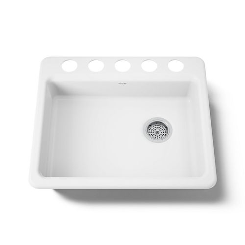 Main product image of 25" Undermount Single-Bowl Kitchen Sink (White), K-5479-5U-0