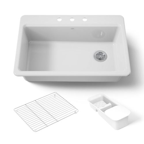 Main product image of 33" Top-Mount Single-Bowl Workstation Kitchen Sink (White), K-5871-3A2-0