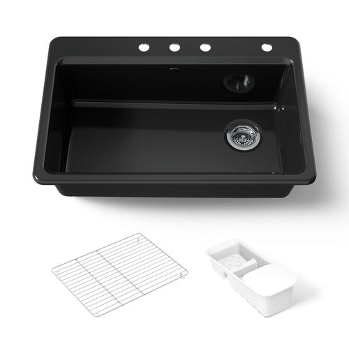 Main product image of 33" Top-Mount Single-Bowl Workstation Kitchen Sink (Black/Black), K-5871-4A2-7