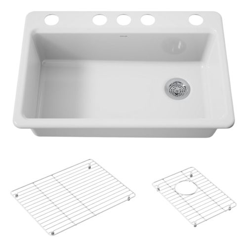 Main product image of Riverby 33" Undermount Single-Bowl Kitchen Sink (White), K-5871-5UA1-0