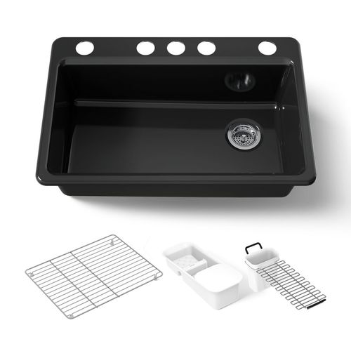 Main product image of 33" Undermount Single-Bowl Workstation Kitchen Sink (Black/Black), K-5871-5UA3-7