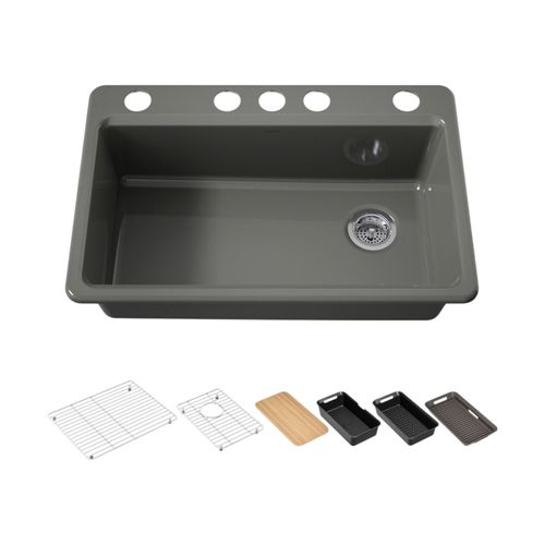 Main product image of Riverby 33" Undermount Single-Bowl Workstation Kitchen Sink (Thunder Grey), K-5871-5UPC-58