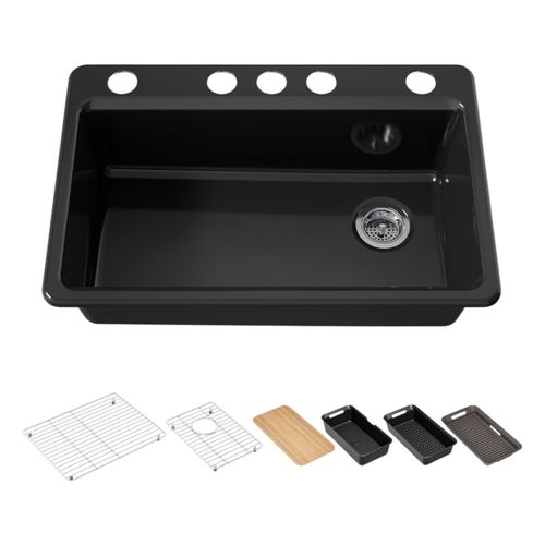 Main product image of Riverby 33" Undermount Single-Bowl Workstation Kitchen Sink (Black), K-5871-5UPC-7