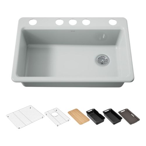 Main product image of Riverby 33" Undermount Single-Bowl Workstation Kitchen Sink (Ice Grey), K-5871-5UPC-95
