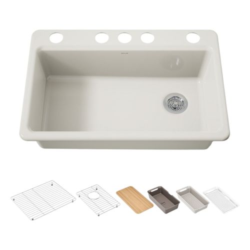 Main product image of Riverby 33" Undermount Single-Bowl Workstation Kitchen Sink (Biscuit), K-5871-5UPC-96