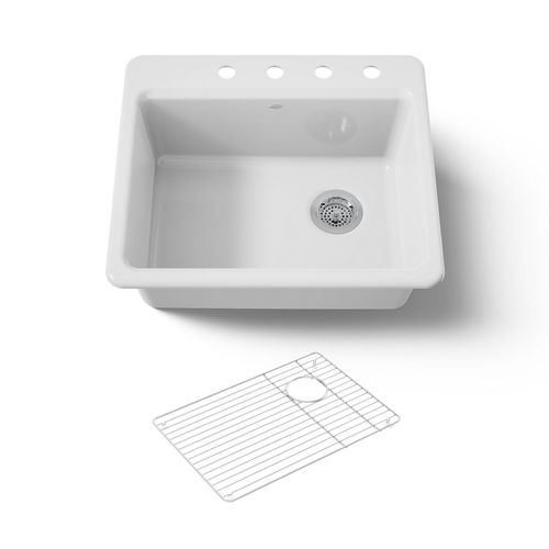 Main product image of 25" Top-Mount Single-Bowl Kitchen Sink (White), K-5872-4A1-0