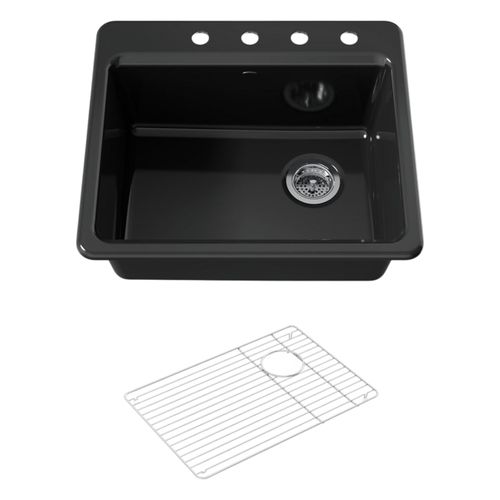 Main product image of Riverby 25" Top-Mount Single-Bowl Kitchen Sink (Black), K-5872-4A1-7