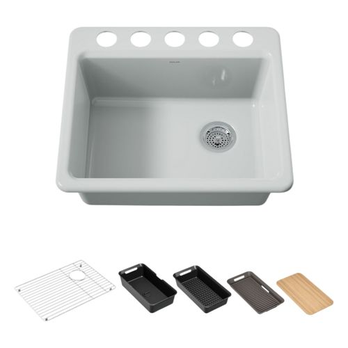 Main product image of Riverby 25" Undermount Single-Bowl Workstation Kitchen Sink (Ice Grey), K-5872-5UPC-95