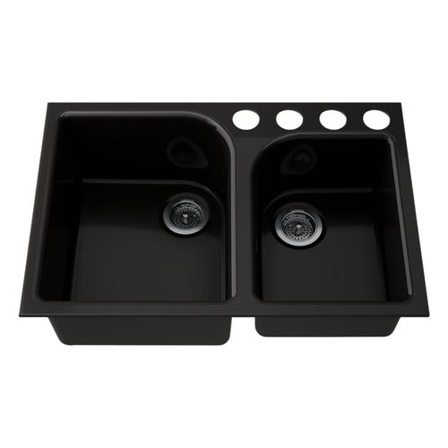 Main product image of Executive Chef 33" Undermount Double-Bowl Kitchen Sink (Black), K-5931-4U-7