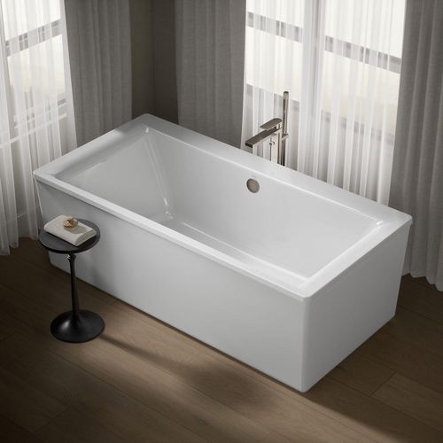 Main product image of Stargaze 72" x 36" Rectangular Freestanding Bathtub with Straight Shroud (White)