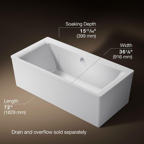 Main product image of Stargaze 72" x 36" Rectangular Freestanding Bathtub with Straight Shroud (White)