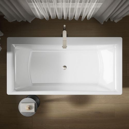Main product image of Stargaze 72" x 36" Rectangular Freestanding Bathtub with Straight Shroud (White)