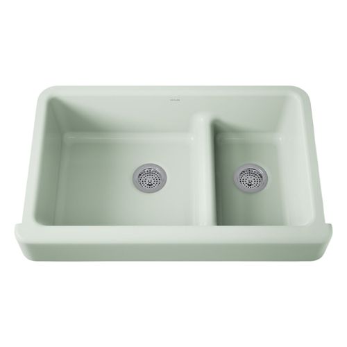 Main product image of Whitehaven Smart Divide 35-1/2" Undermount Double-Bowl Farmhouse Kitchen Sink w/ Short Apron (Aspen Green), K-6426-42