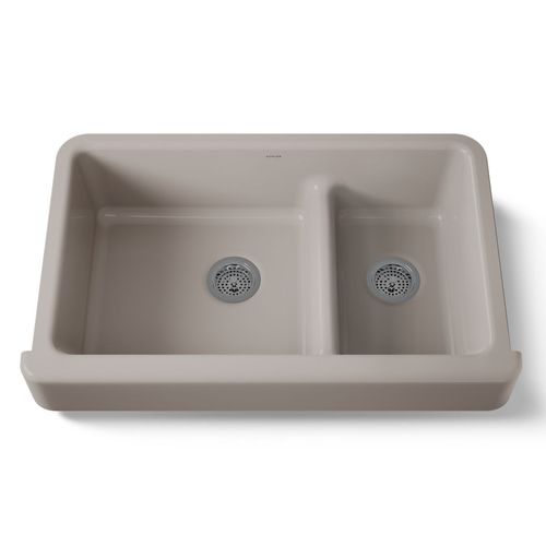 Main product image of Smart Divide 35-1/2" Undermount Double-Bowl Farmhouse Kitchen Sink w/ Short Apron (Truffle), K-6426-TRF