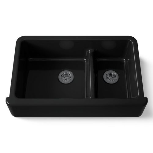 Main product image of Smart Divide 35-3/4" Undermount Double-Bowl Farmhouse Kitchen Sink (Black/Black), K-6427-7