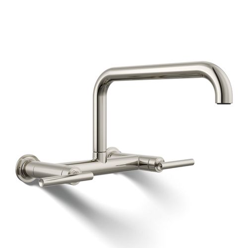 Main product image of Two-Hole Wall-Mount Bridge Kitchen Sink Faucet (Vibrant Polished Nickel), K-7549-4-SN