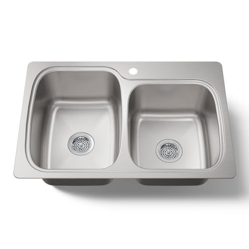 Main product image of 33" Top-/Undermount Double-Bowl Kitchen Sink (Stainless Steel), K-75791-1-NA